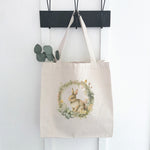 Muted Bunny Wreath - Canvas Tote Bag
