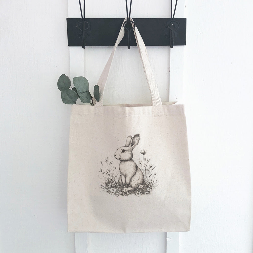 Black & White Bunny - Easter Canvas Tote Bag