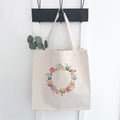 Tulips and Speckled Egg Wreath - Easter Canvas Tote Bag