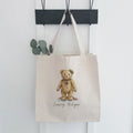 Christmas Teddy Bear Watercolor - Custom Canvas Tote Bag