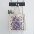 Purple Petunia Linocut - Custom Canvas Tote Bag