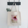 Bee & Coneflower Stamp - Custom Canvas Tote Bag