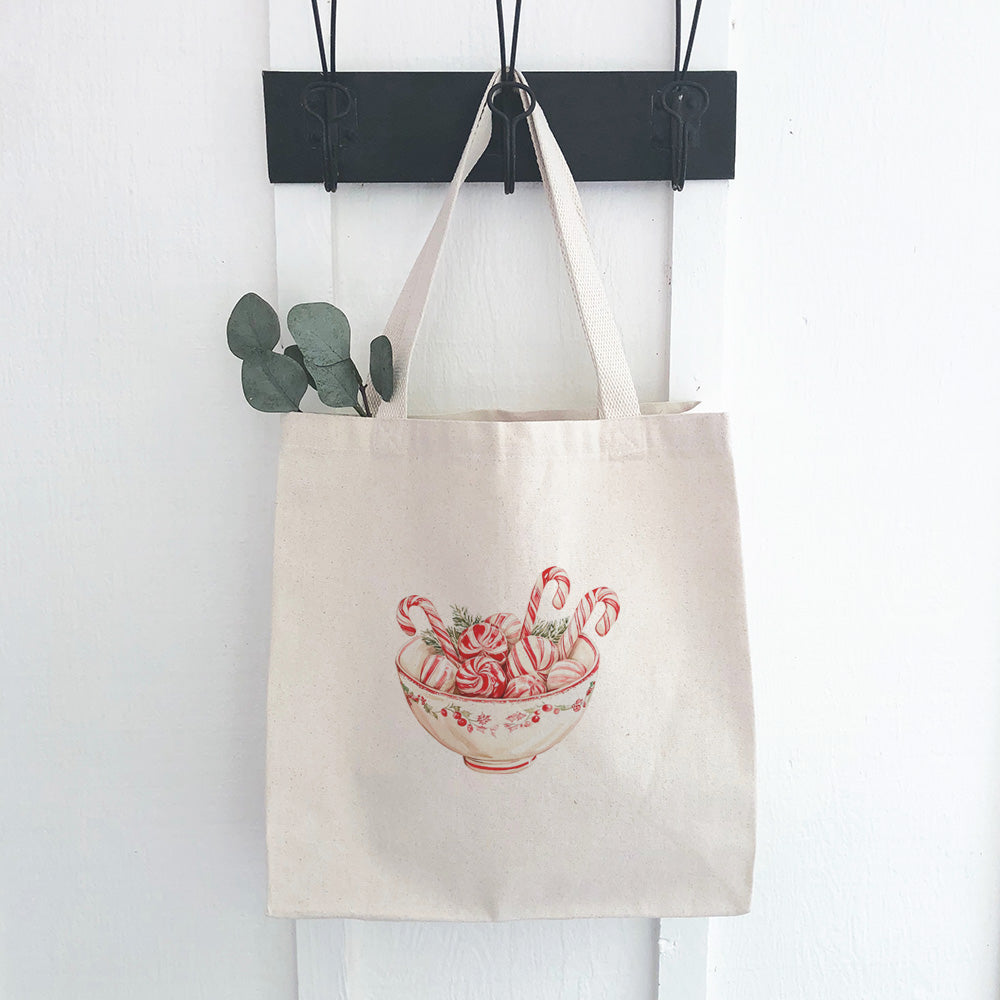 Candy Canes and Peppermints - Customizable Canvas Tote Bag
