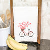 Hearts Bicycle - Valentine's Day Cotton Tea Towel