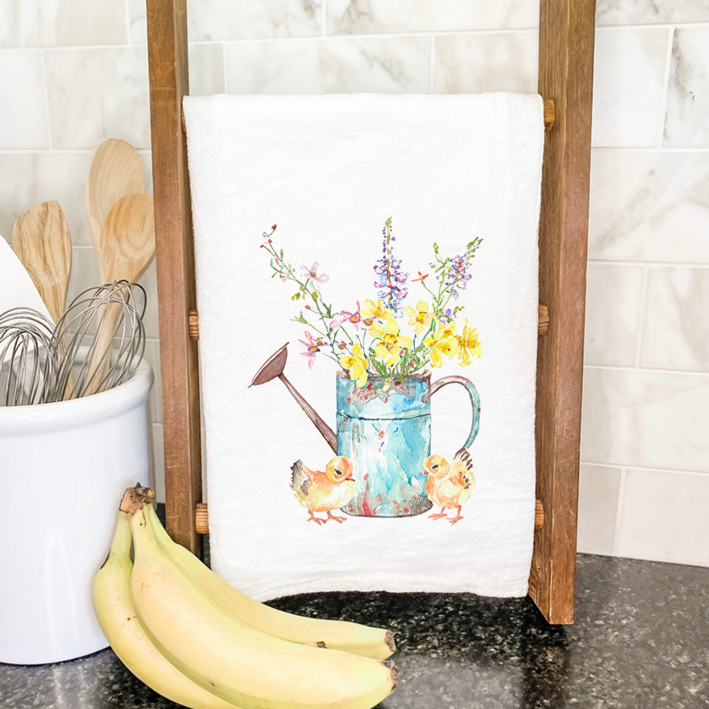 Chicks Watering Can Bouquet - Easter Cotton Tea Towel