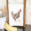 Watercolor Hen with Chick - Cotton Tea Towel