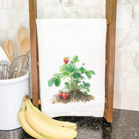 Watercolor Strawberry Plant - Cotton Tea Towel