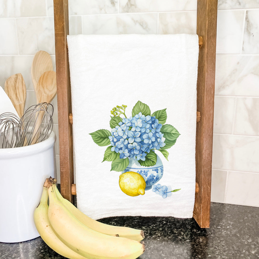 Hydrangea and Lemon Vase - Cotton Tea Towel