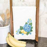 Hydrangeas and Lemons - Summer Cotton Tea Towel