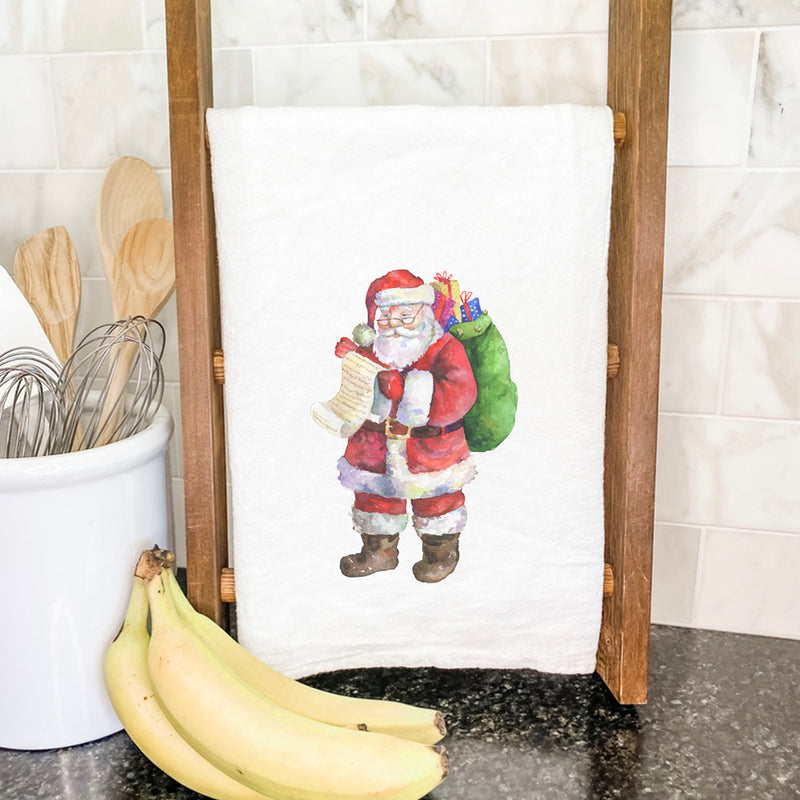 Santa with List - Cotton Tea Towel
