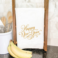 Happy New Year Gold Script - Cotton Tea Towel