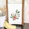 Watercolor Holly Branch - Cotton Tea Towel