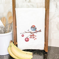 Christmas Branch with Bird - Cotton Tea Towel