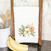 Poinsettia Holly and Orange Bouquet - Cotton Tea Towel