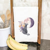 Floral Black Cat - Cotton Tea Towel