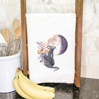 Floral Black Cat - Cotton Tea Towel