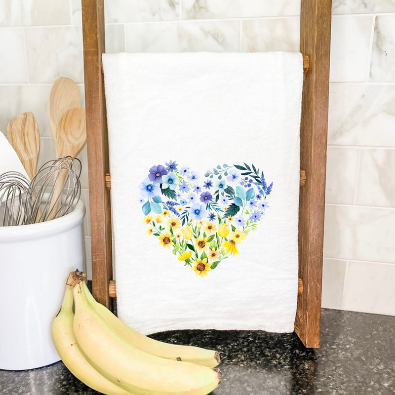 Blue and Yellow Heart - Cotton Tea Towel