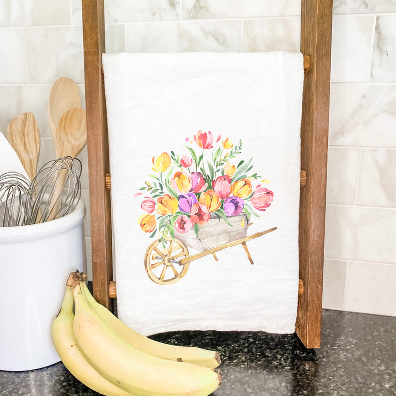 Spring Floral Wheelbarrow - Cotton Tea Towel