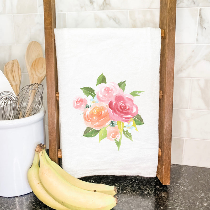 Watercolor Rose Bouquet - Cotton Tea Towel