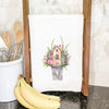 Floral Pail Fairy House - Cotton Tea Towel