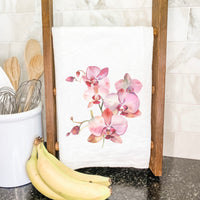 Watercolor Orchid Blooms - Cotton Tea Towel