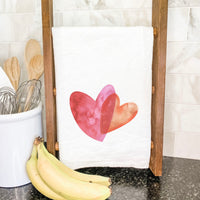 Orange and Pink Double Heart - Cotton Tea Towel