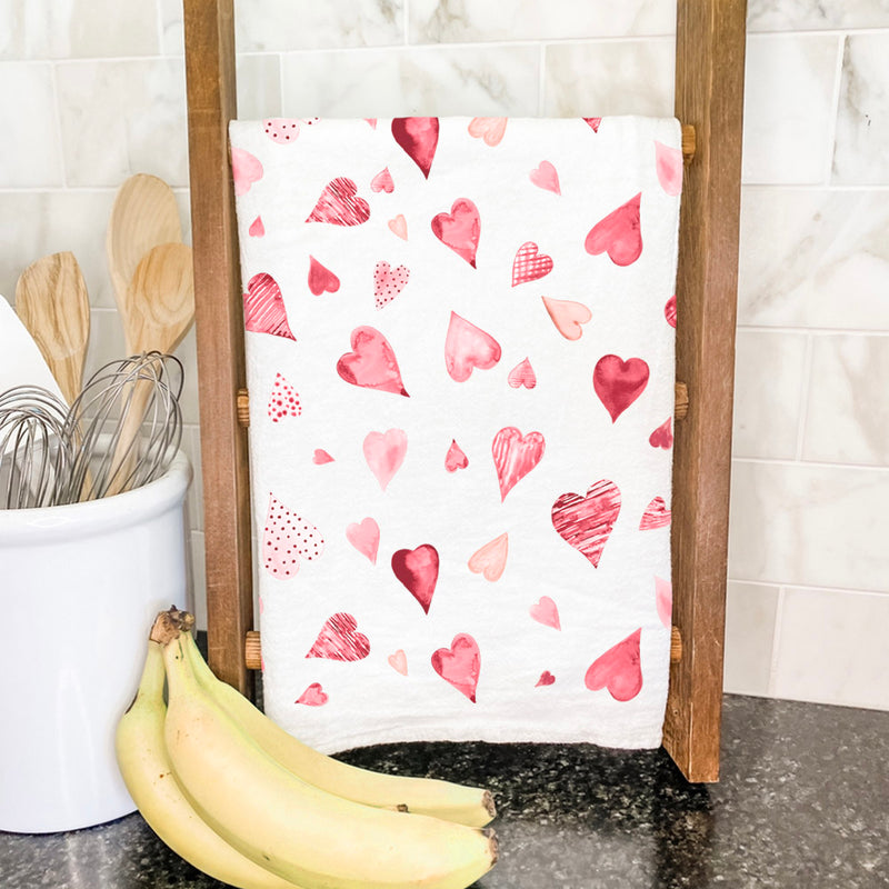 Scattered Hearts Pattern - Cotton Tea Towel