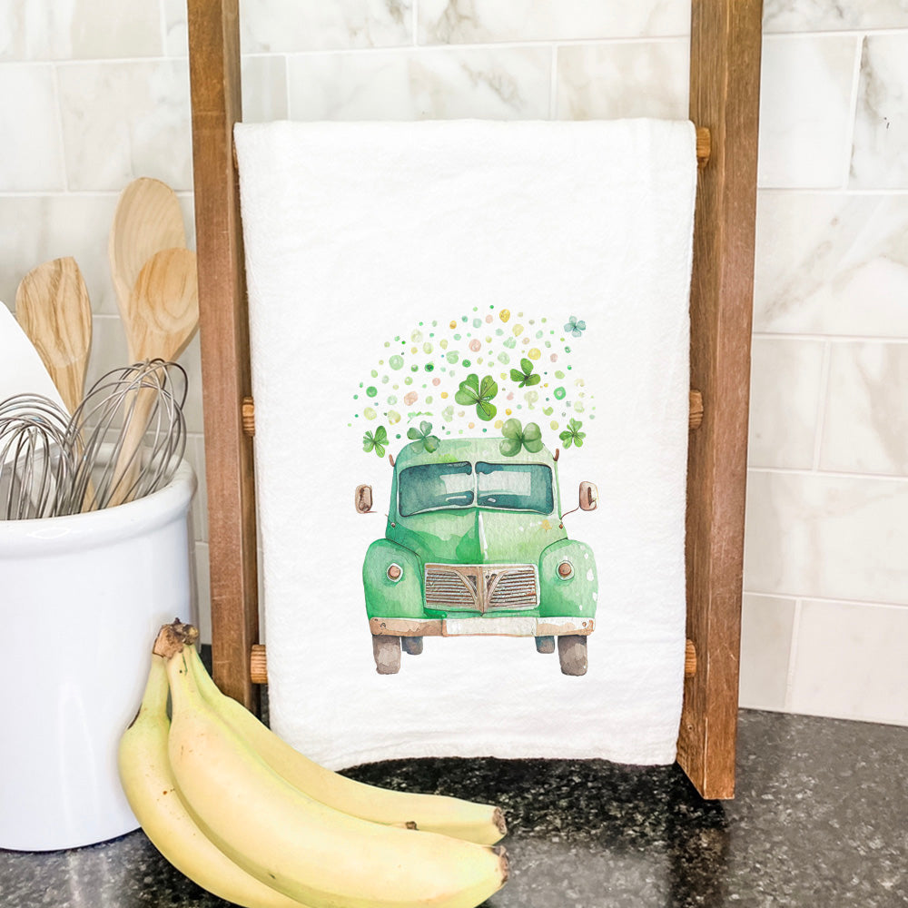 Irish Farm Truck with Clovers - Cotton Tea Towel