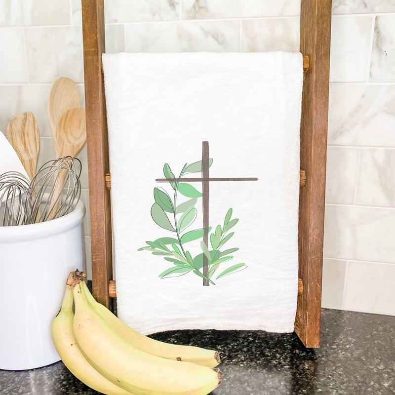 Cross with Leaves - Cotton Tea Towel