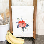 Red and Blue Flower - Cotton Tea Towel