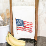 Watercolor American Flag - Cotton Tea Towel