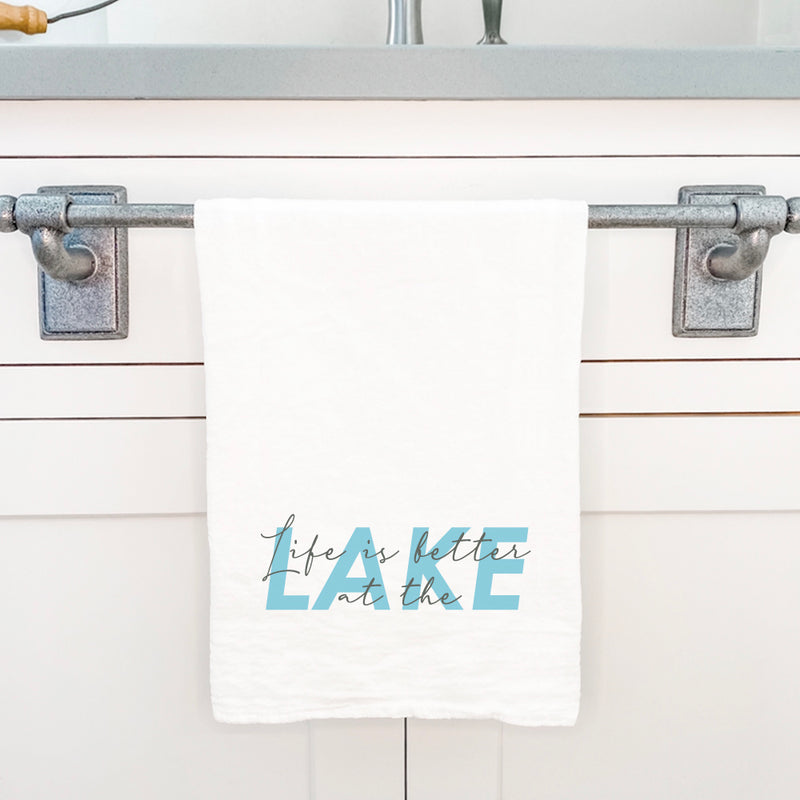Life is Better at the Lake (Script Overlay) - Cotton Tea Towel