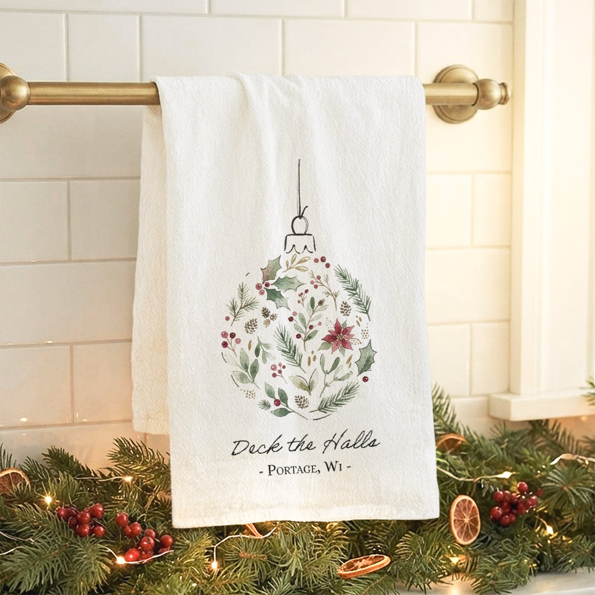 Deck the Halls - Custom Cotton Tea Towel