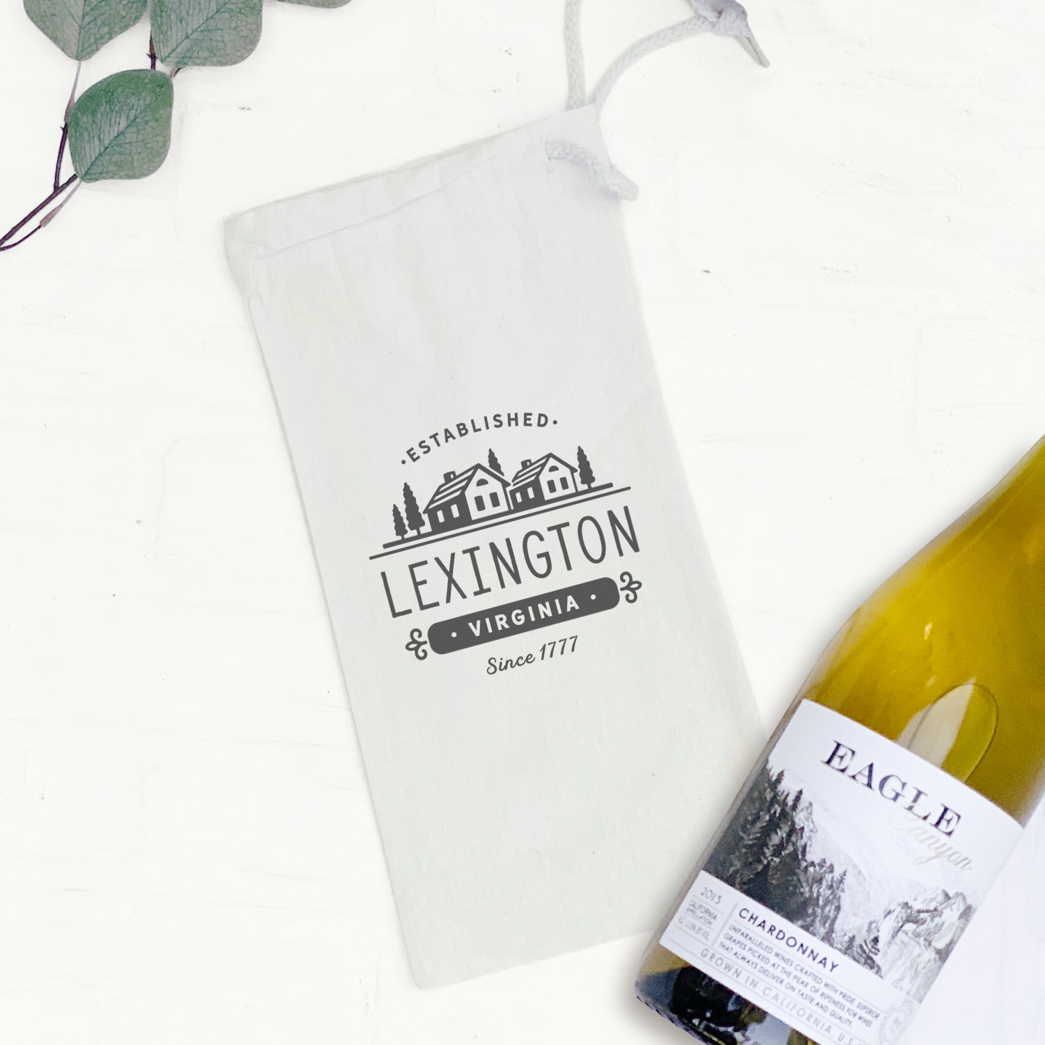 Simple Houses w/ City, State - Custom Canvas Wine Bag