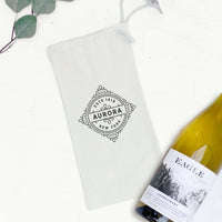 Vintage Flourish w/ City, State - Custom Canvas Wine Bag