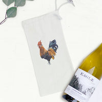 Watercolor Rooster - Canvas Wine Bag