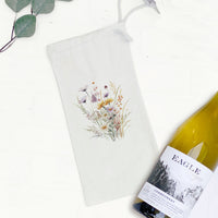 Watercolor Meadow Flowers - Canvas Wine Bag