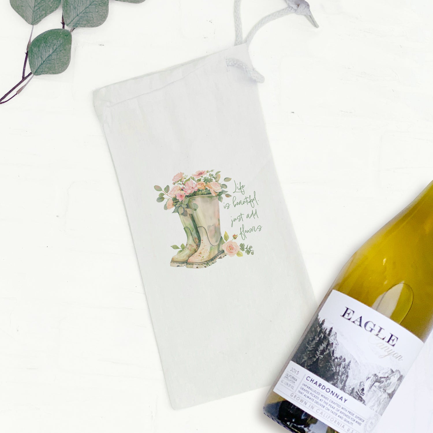 Life is Beautiful - Canvas Wine Bag