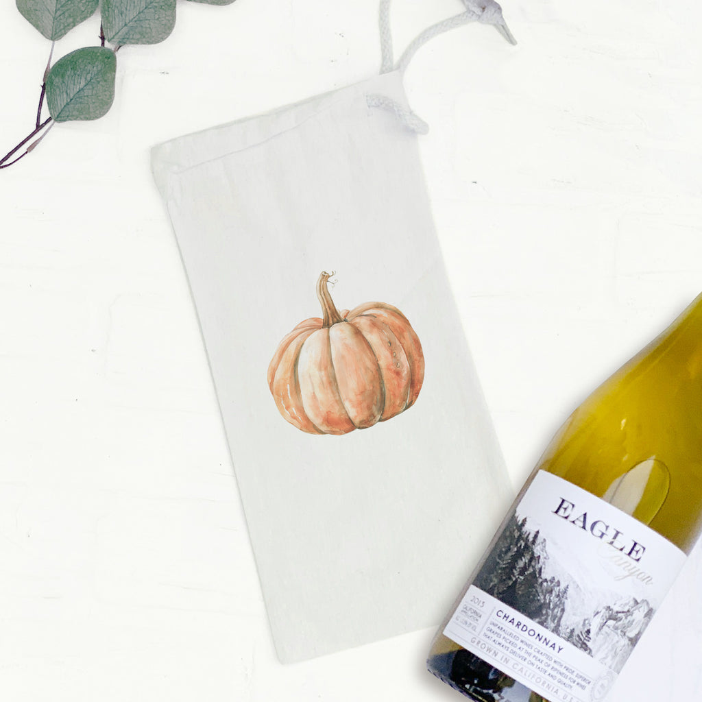 Watercolor Pumpkin - Customizable Autumn Wine Bag