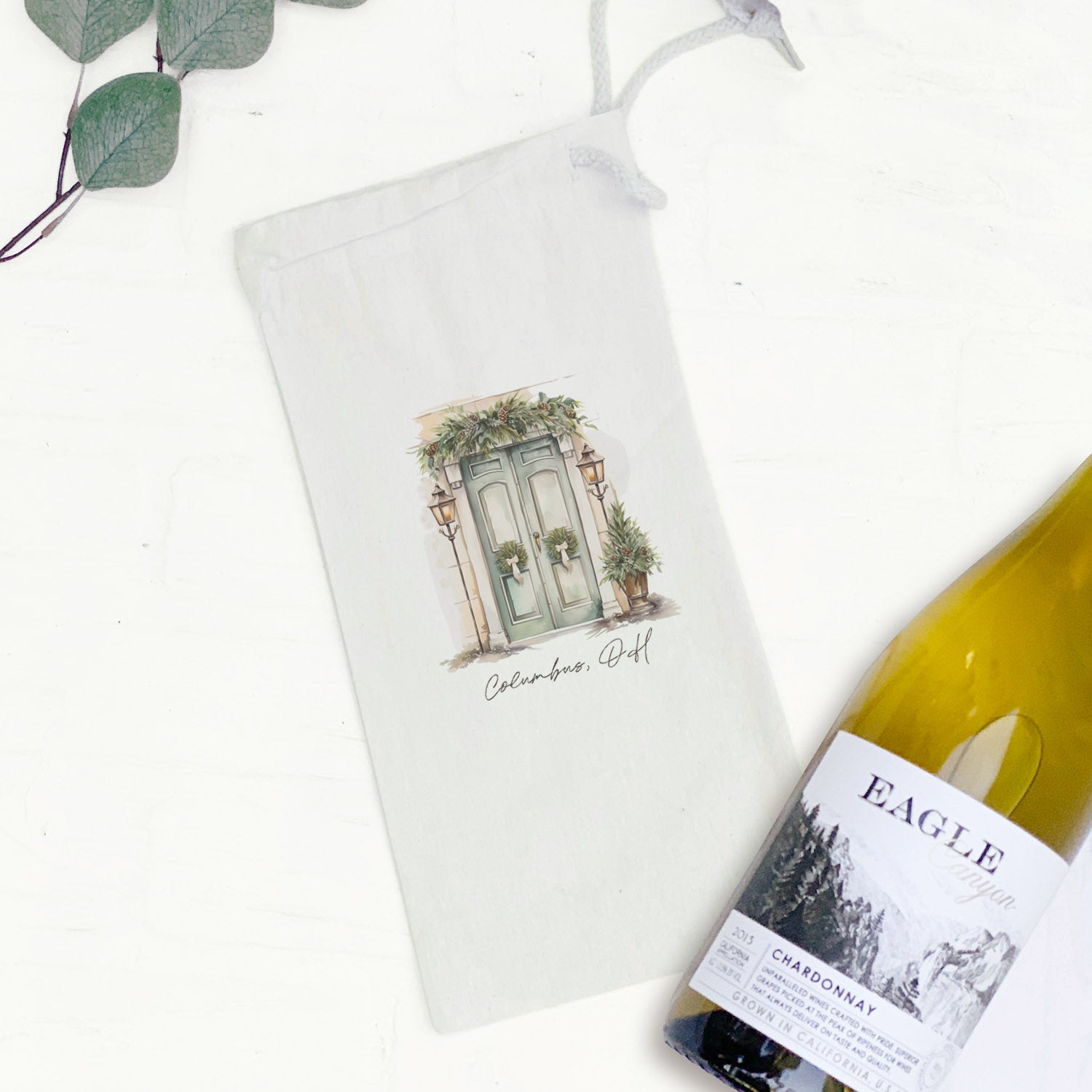 Lamp Post Welcome - Custom Canvas Wine Bag