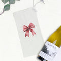 Red Gift Bow - Customizable Canvas Wine Bag