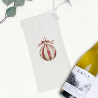 Red and White Stripe Ornament - Customizable Canvas Wine Bag