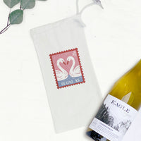 Love Birds Stamp - Custom Canvas Wine Bag
