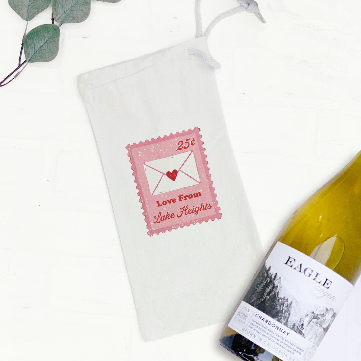 Love Letter Stamp - Custom Canvas Wine Bag