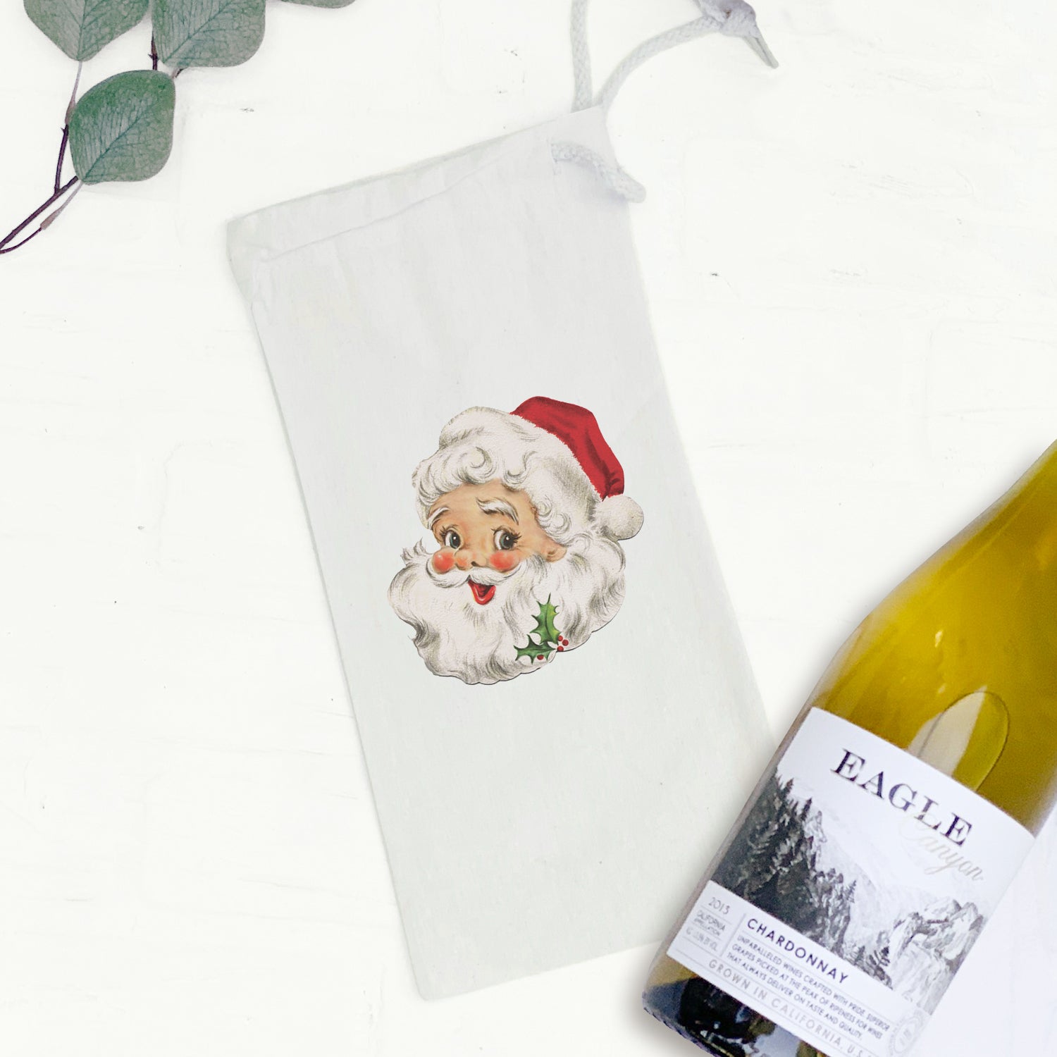 Vintage Santa - Customizable Canvas Wine Bag