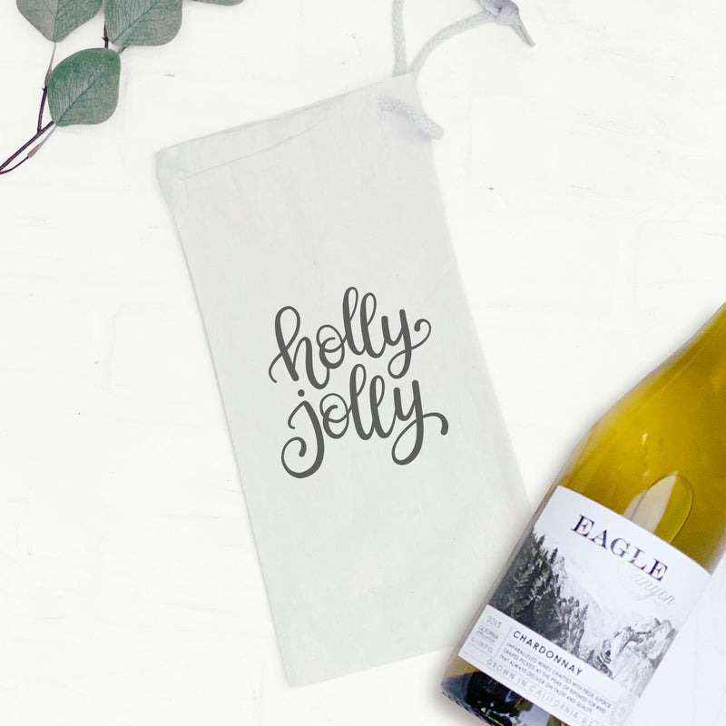 Holly Jolly - Canvas Wine Bag