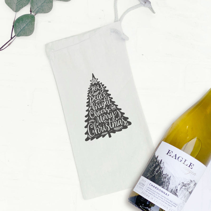 Joy Christmas Tree - Canvas Wine Bag