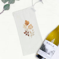 Watercolor Leaf Bouquet - Canvas Wine Bag