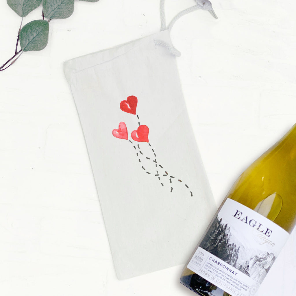 Heart Balloons - Canvas Wine Bag