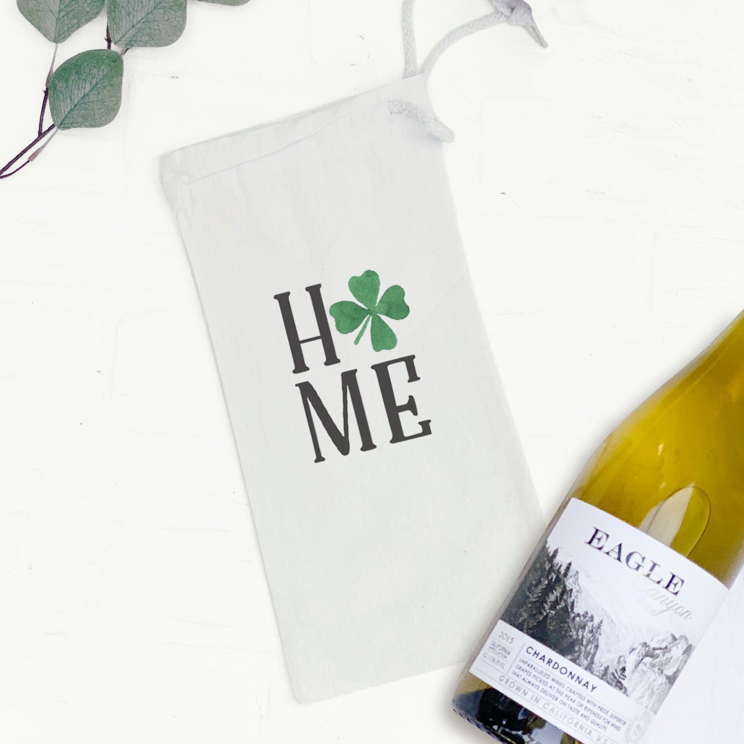 Home Shamrock - St. Patrick's Day Canvas Wine Bag